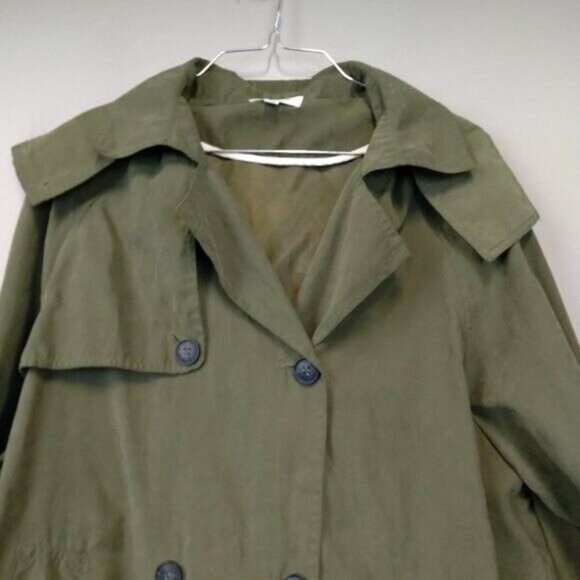 Umgee Womens Utility Jacket Size Small Olive Green Double Breasted Hooded BOHO - Picture 3 of 12
